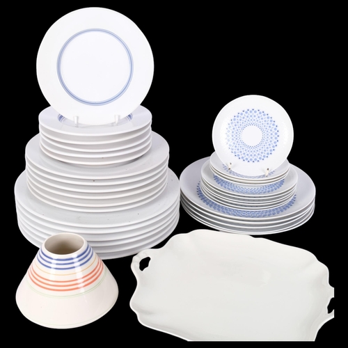 338 - Royal Doulton Terence Conran, a quantity of dinner plates and side plates from the Blue Band pattern... 