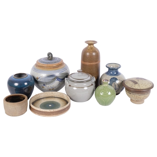 339 - A quantity of Studio pottery, including a Bernard Leach small ceramic tea bowl, H6cm, and a Tony Gra... 