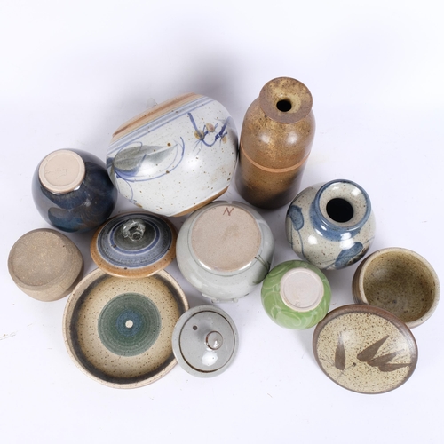 339 - A quantity of Studio pottery, including a Bernard Leach small ceramic tea bowl, H6cm, and a Tony Gra... 