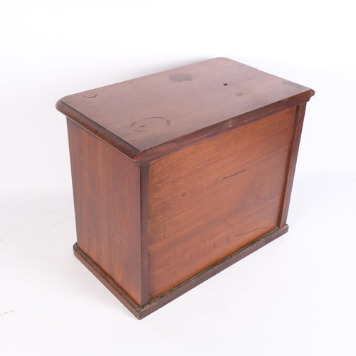 346 - A mahogany table-top chest of 3 long drawers, H33cm, L40cm, D25cm, chest appears to have been previo... 