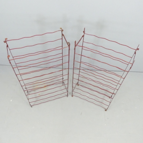 2682 - A pair of painted metal wire-work bottle racks. 54x100x50cm.