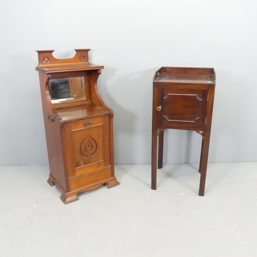 2689 - A Victorian mahogany coal purdonium, labelled Benetfink of London, 42x98x36cm, and a mahogany pot cu... 