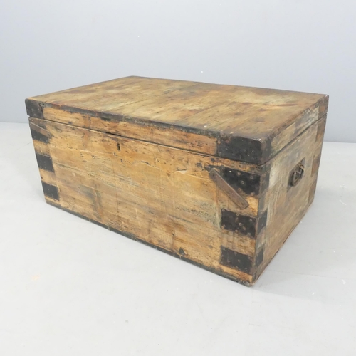 2697 - A vintage pine metal bound trunk. 80x37x50cm.