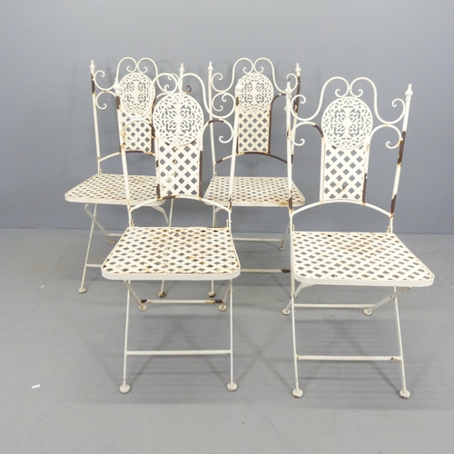 2707 - A set of four painted metal folding garden chairs.