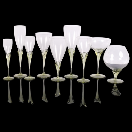 358 - ROSENTHAL STUDIO-LINE - a large suite of Papyrus green tulip stemmed glassware, to include various C... 