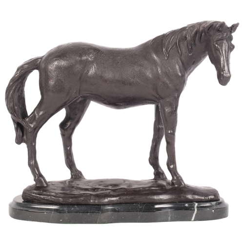 367 - A bronze sculpture of a horse on marbled base, H22cm