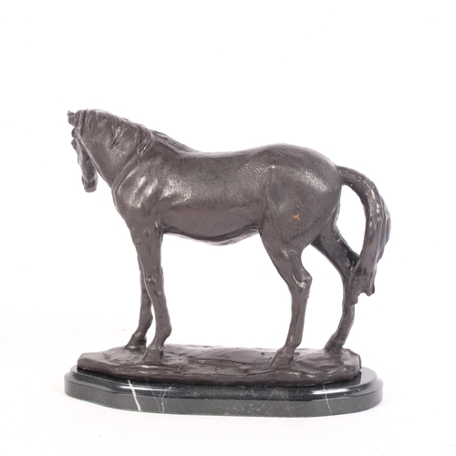 367 - A bronze sculpture of a horse on marbled base, H22cm