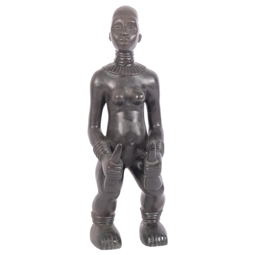 368 - A bronze fertility figure sculpture, H37.5cm