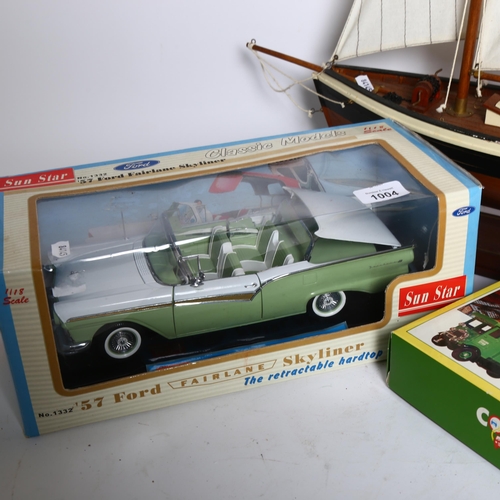 1004 - Sunstar, a 1/18th scale model of a 1957 Ford Fairlane Skyliner, boxed, a boxed limited edition Green... 