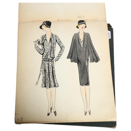 1005 - An album Circa 1927 showing a selection of ladies fashions, drawing/watercolours