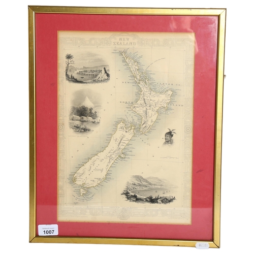 1007 - John Tallis & Company London and New York, 19th century hand coloured map of New Zealand, drawn and ... 