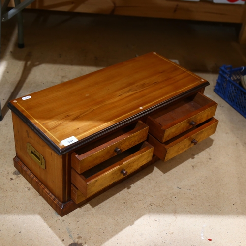 961 - A Victorian mahogany table-top chest of 6 short drawers, L58cm