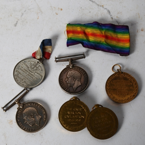 981 - 2 First World War medals, Victory and War medal, to 23216 Pte. T.W. James Ling.R., and 2 World War I... 