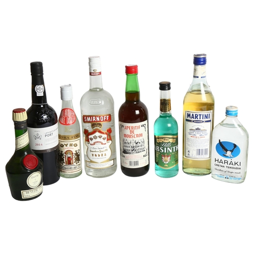 987 - Various bottles of alcohol, including Smirnoff Vodka, Benedictine, Absinthe, etc (8)