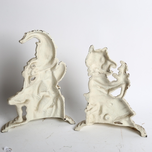 999 - 2 painted cast-iron doorstops, Punch and Judy, H30cm