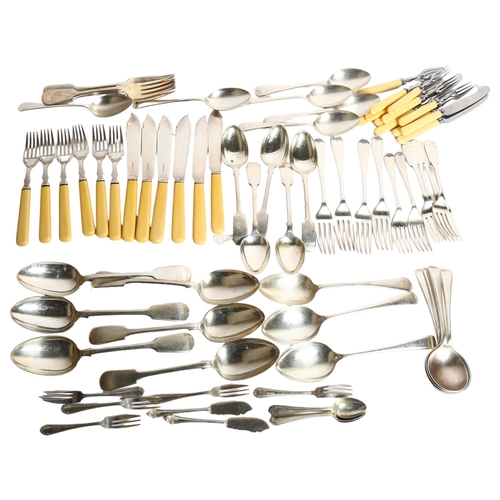 1102 - A box of miscellaneous silver plated flatware