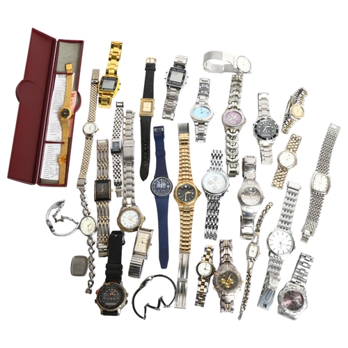 1134 - A tray of modern wristwatches, various quartz movements and brands