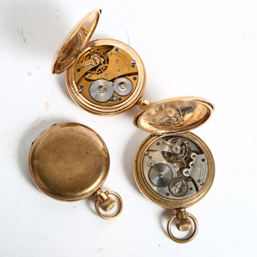 1135 - A group of 3 gilt-metal top-wind full hunter pocket watches, all in A/F condition, including an A.W.... 