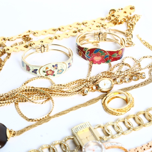 1136 - A Swarovski bracelet, various gilded jewellery and wristwatches