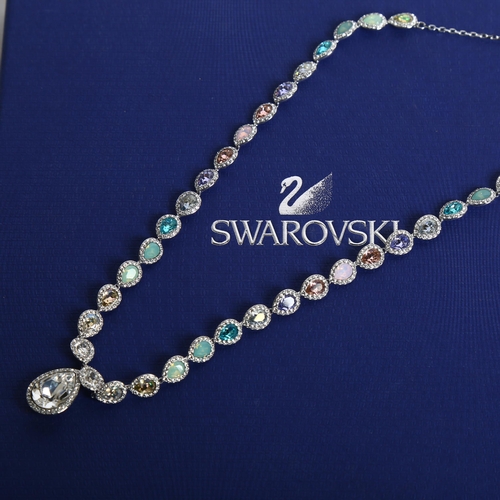 1151 - SWAROVSKI - a gem set teardrop design necklace, with teardrop pendant, boxed