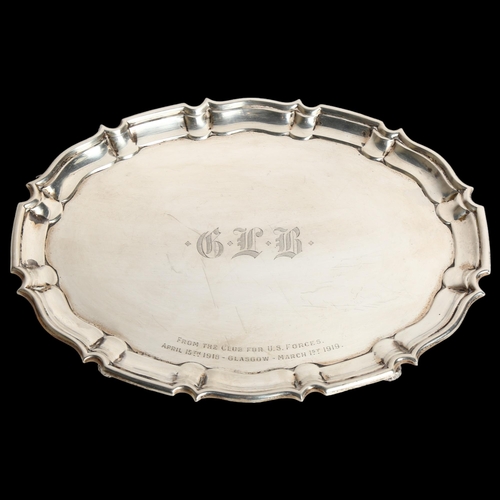 1178 - An Edward VII silver salver, with engraved presentation, 