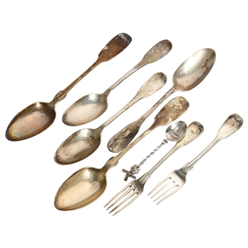 1185 - Various Continental silver and plated cutlery, some marked 800