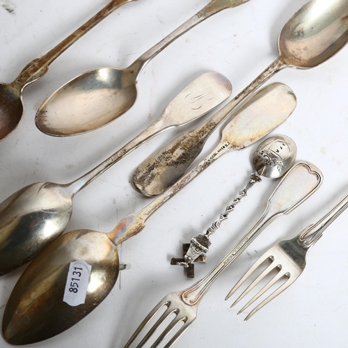 1185 - Various Continental silver and plated cutlery, some marked 800