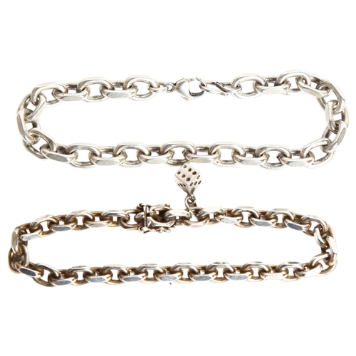 1193 - 2 sterling silver open chain link bracelets