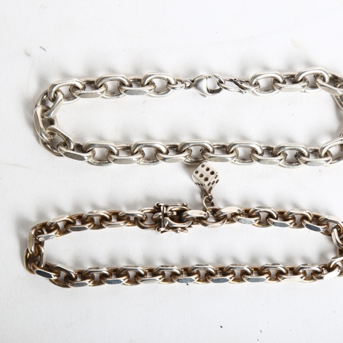 1193 - 2 sterling silver open chain link bracelets