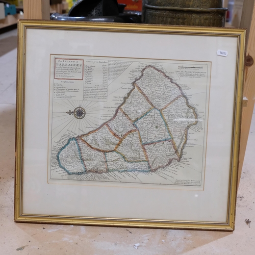 691 - Framed map of Barbados, and a map of Taranto, 44cm x 57cm overall