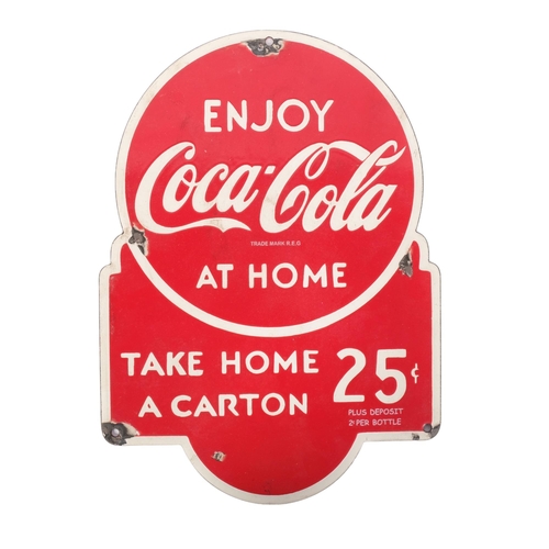 764 - A reproduction enamel Coca-Cola advertising sign, H35cm