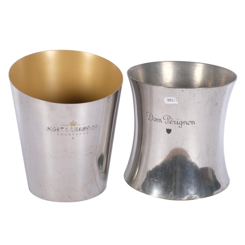 781 - 2 metal Champagne buckets - Moet et Chandon and Dom Perignon, H21cm