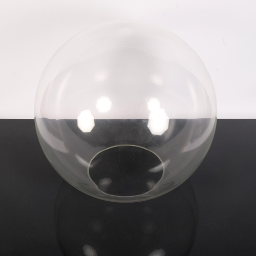 791 - An Italian contemporary pendant light fitting within a large globular glass dome. Overall diameter 3... 