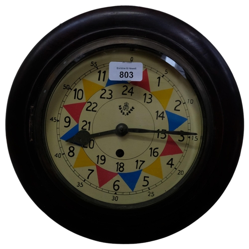 803 - A reproduction RAF dial wall clock, with 8-day fusee movement, complete with pendulum and key, dial ... 