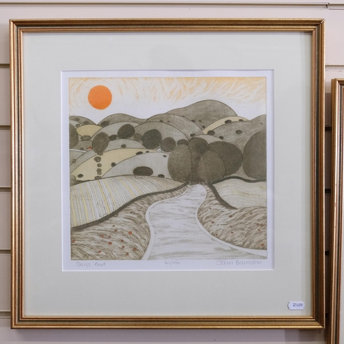 808 - John Brunsdon, 2 limited edition lithographs, the clearing, 24/100, and day's end, 41/100, 49cm x 49... 