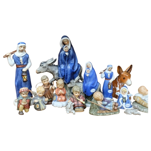 822 - A Goebels Nativity group, tallest 18cm, and other Goebels Nativity figures, etc