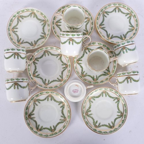 826 - A set of Victorian porcelain coffee cups and saucers, with swag decoration