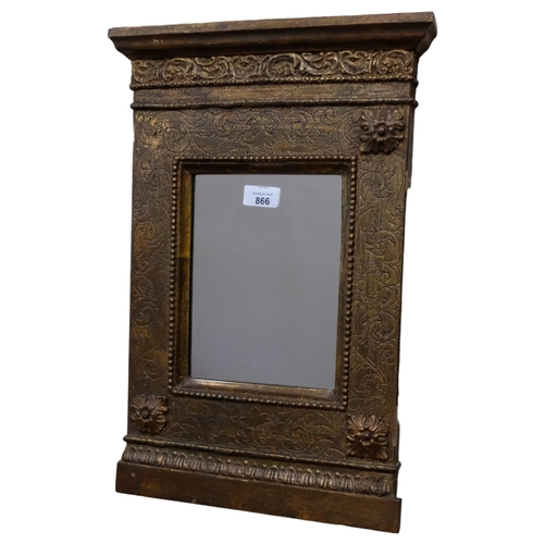 866 - An engraved gilt-framed mirror in Regency style, 50cm