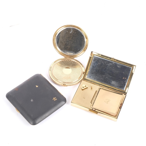 876 - 3 Japanese Komai pieces, including a cigarette case, compact, and a rectangular musical compact, all... 