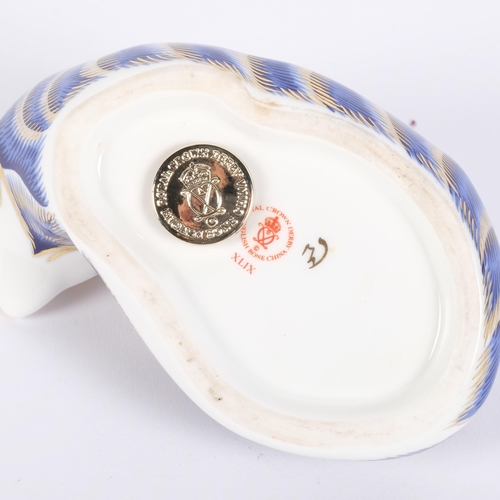 883 - Royal Crown Derby paperweight, in the form of an arctic fox, with a gold stopper