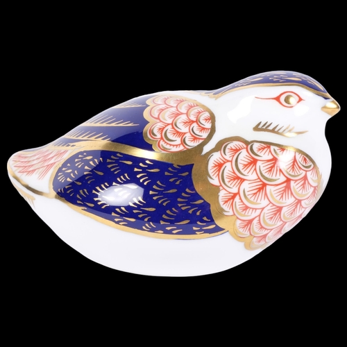 884 - Royal Crown Derby paperweight, in the form of a quail, with gold stopper