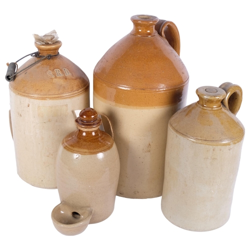 670 - A group of 6 plain stoneware flagons, including Doulton, tallest 39cm