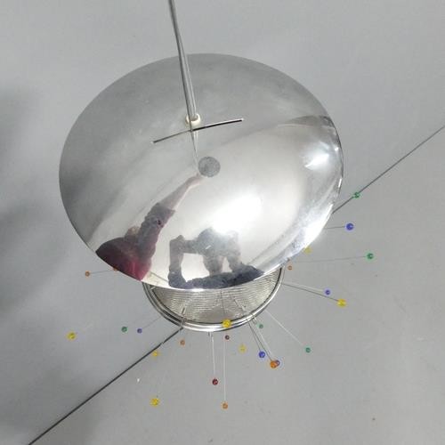 791 - An Italian contemporary pendant light fitting within a large globular glass dome. Overall diameter 3... 