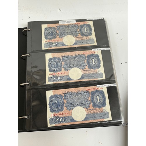 331 - An album of United Kingdom banknotes, including 2 white £5 notes, £1 notes from circa 1930, 1940, 19... 