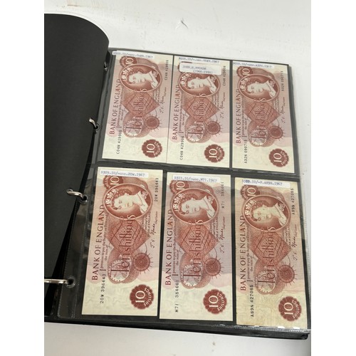 331 - An album of United Kingdom banknotes, including 2 white £5 notes, £1 notes from circa 1930, 1940, 19... 