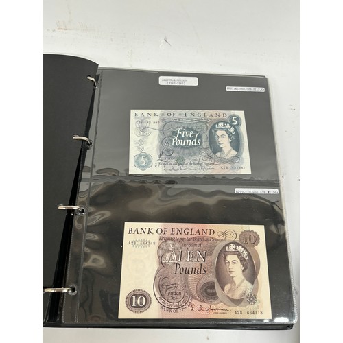 331 - An album of United Kingdom banknotes, including 2 white £5 notes, £1 notes from circa 1930, 1940, 19... 