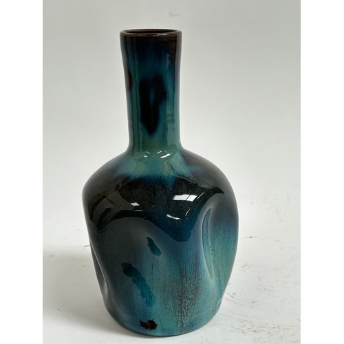 956 - CHRISTOPHER DRESSER for LINTHORPE POTTERY - a shape nr 24 lustre glaze dimpled bottle vase, circa 18... 