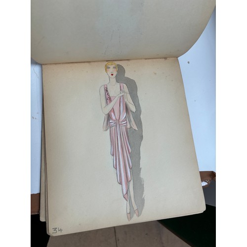 1005 - An album Circa 1927 showing a selection of ladies fashions, drawing/watercolours