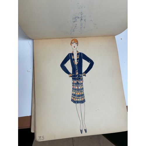 1005 - An album Circa 1927 showing a selection of ladies fashions, drawing/watercolours