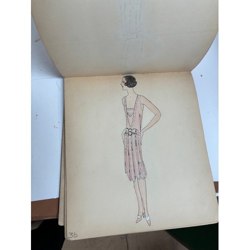 1005 - An album Circa 1927 showing a selection of ladies fashions, drawing/watercolours